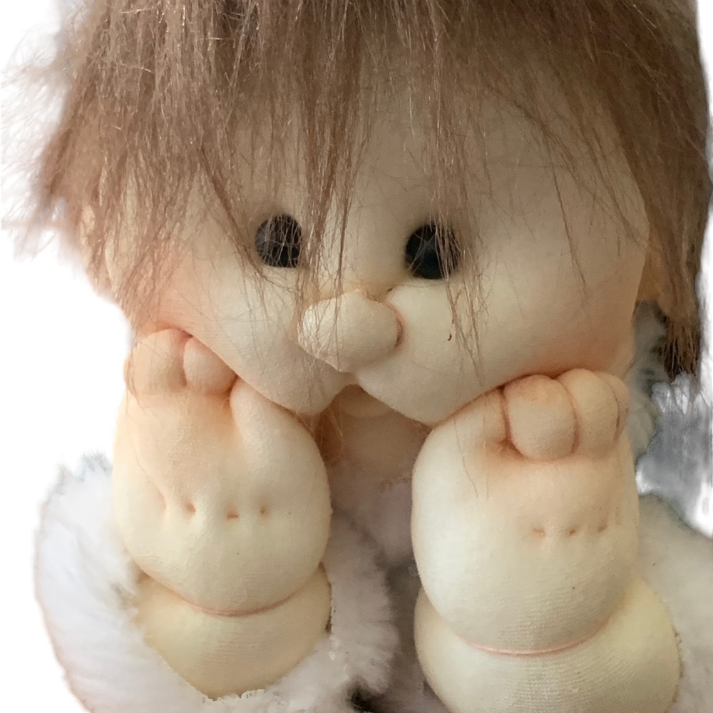 VTG Handcrafter Soft Sculptured Christmas Elf 13" Plush Green Suit White Trim